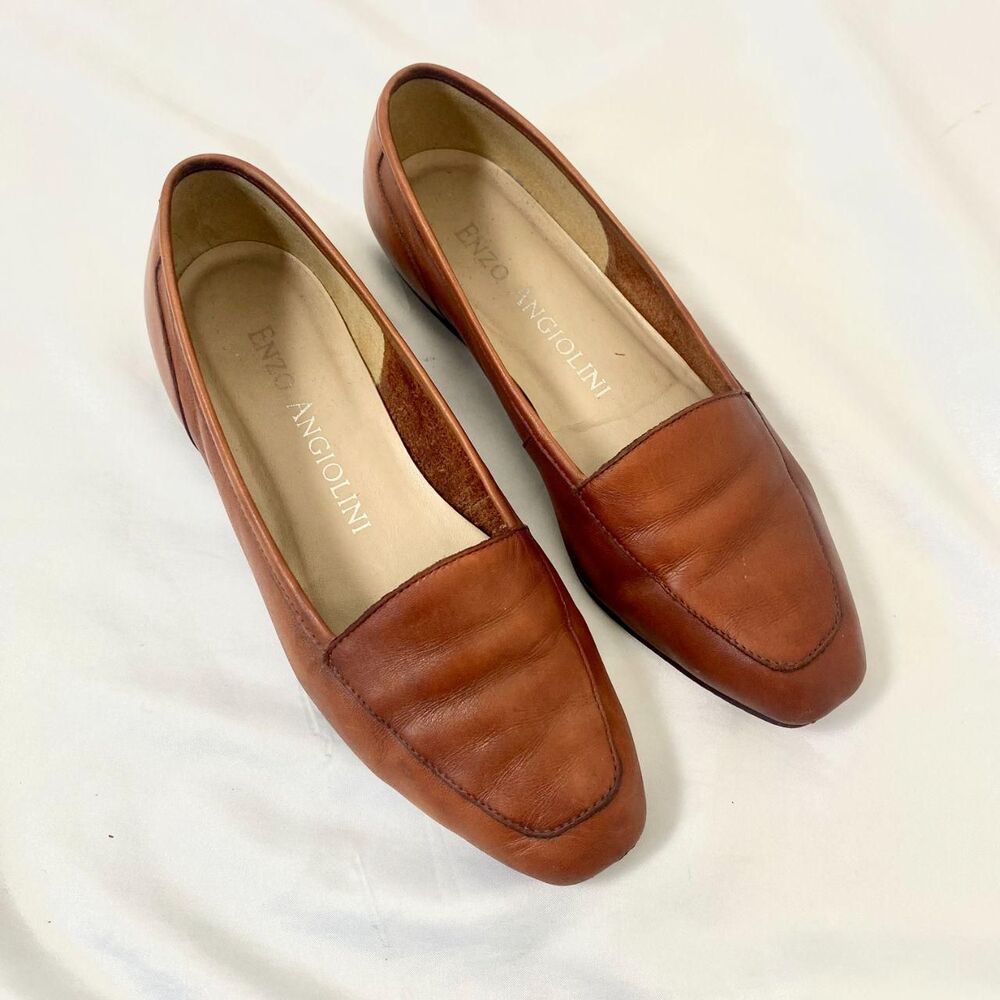Enzo Angiolini 90s Minimalist Soft Brown Leather Loafers / Flats US 6